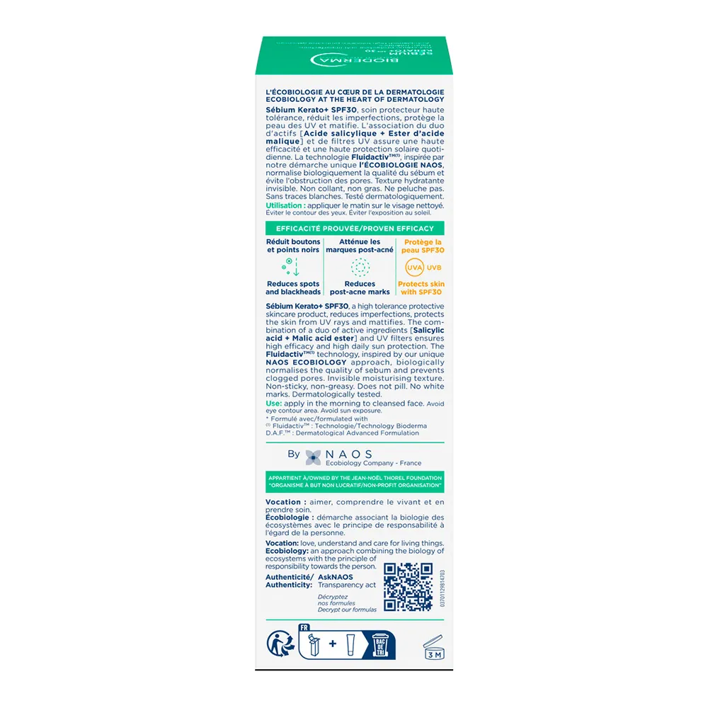 Gel-Crema Anti-imperfectiuni SPF30 Sebium Kerato+, 30ml, Bioderma