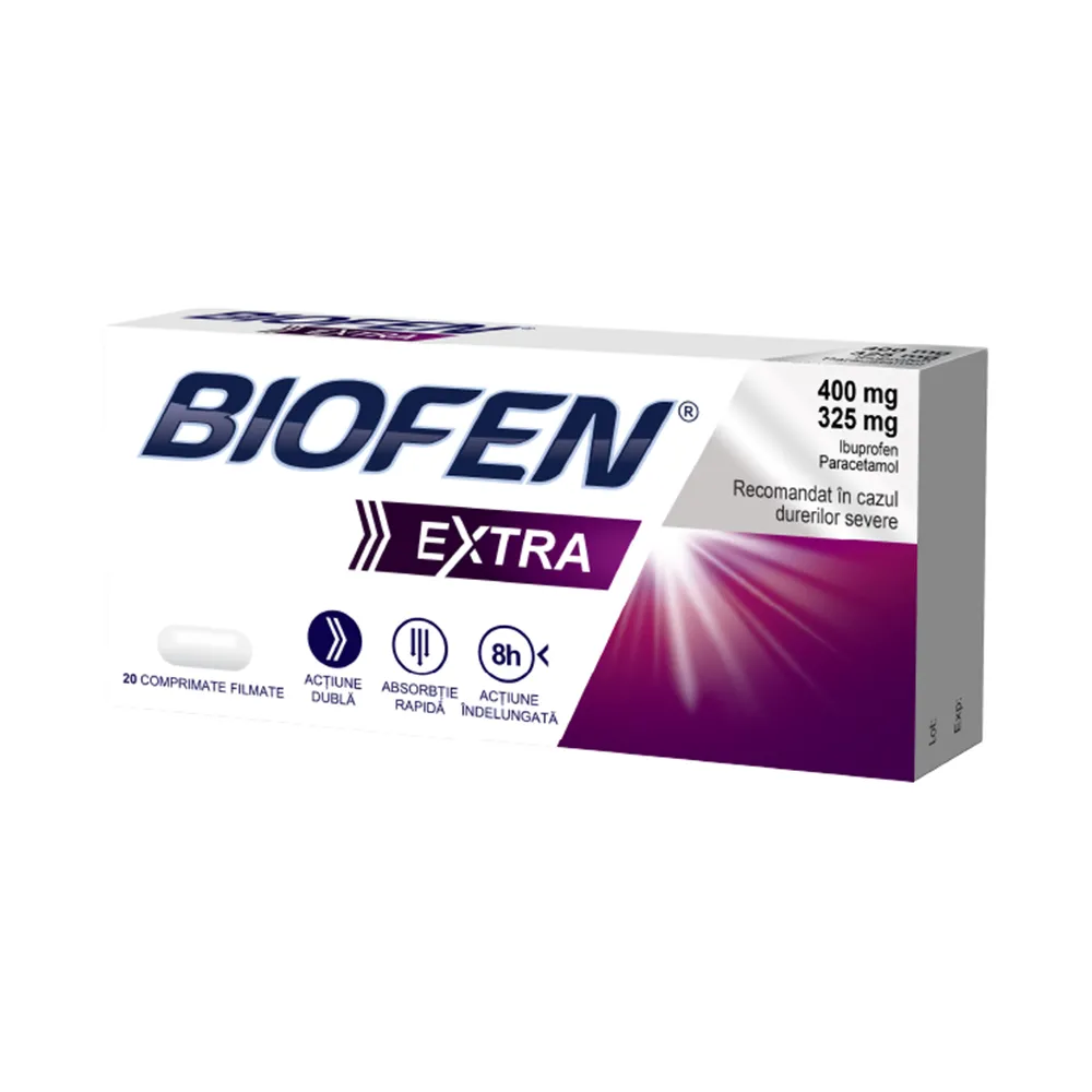 Biofen Extra, 400 mg/325mg, 20 comprimate filmate, Biofarm