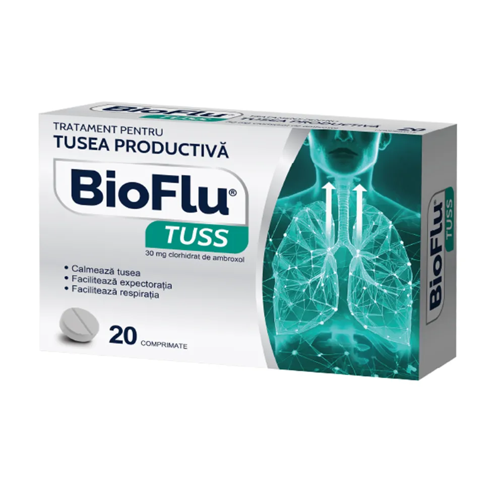 Bioflu Tuss, 30 mg, 20 comprimate, Biofarm