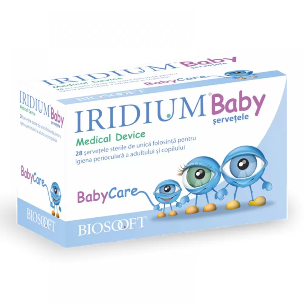 Servetele sterile pentru ingrijire perioculara copii si adulti, 28 bucati, Iridium Baby