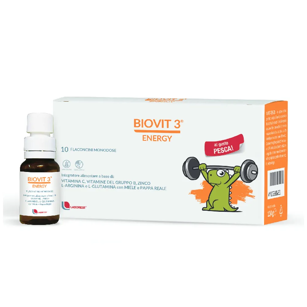 Supliment alimentar pe baza de vitamina B si C, zinc, L-glutamina si L-arginina Biovit 3 Energy, 10 x 10 ml, Uriach