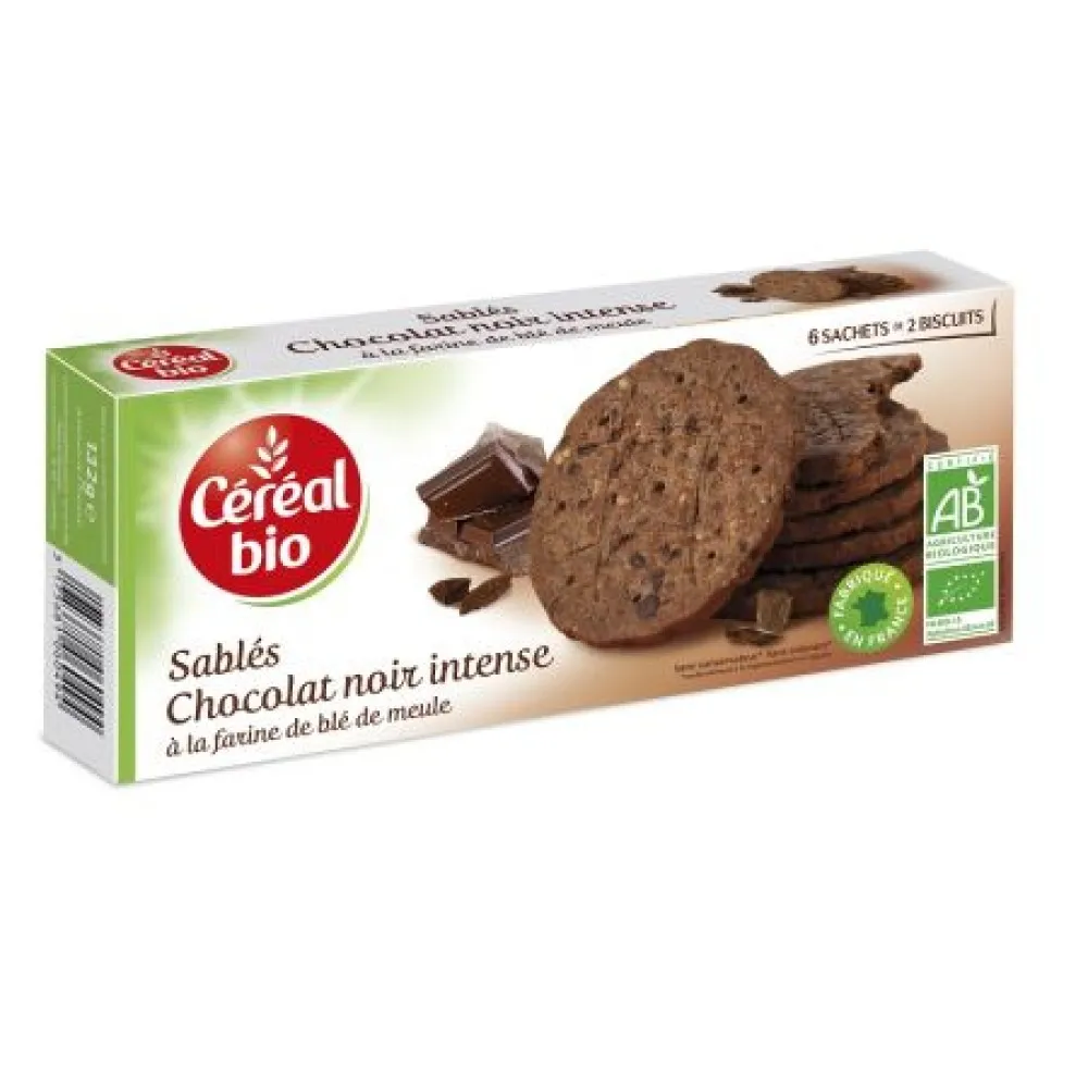 Biscuiti cu ciocolata neagra, 132g, Cereal Bio