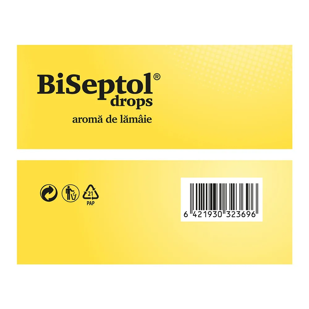Dropsuri cu aroma de lamaie Biseptol, 20 bucati, Dacia Plant