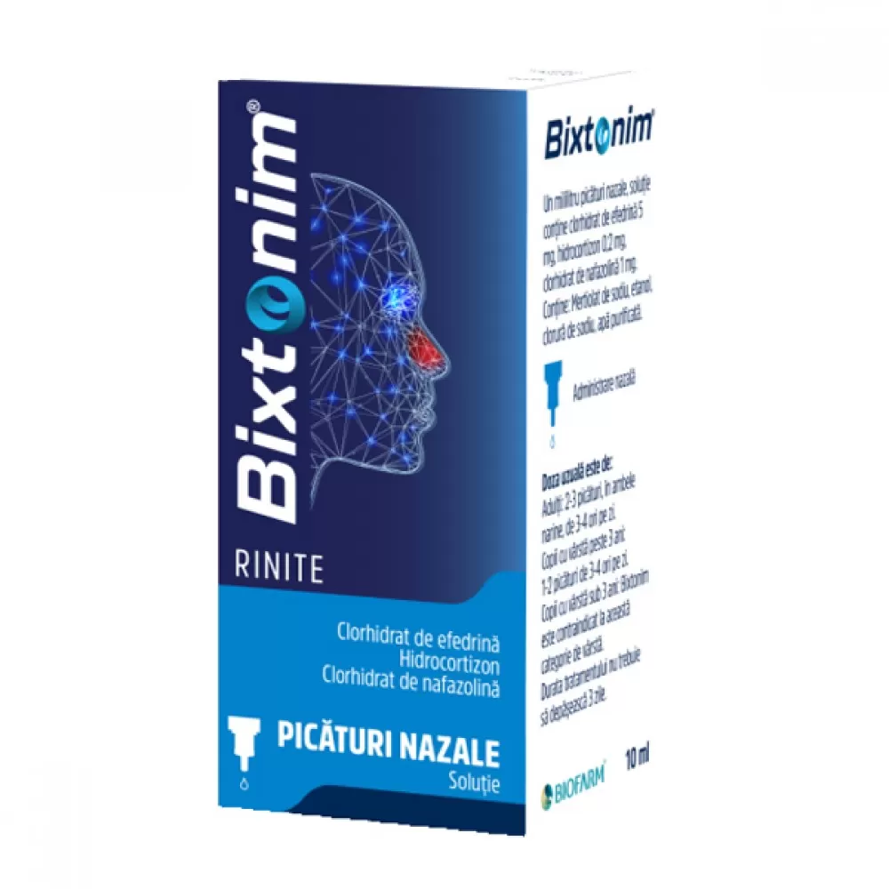 Bixtonim Rinite picaturi nazale solutie, 10 ml, Biofarm