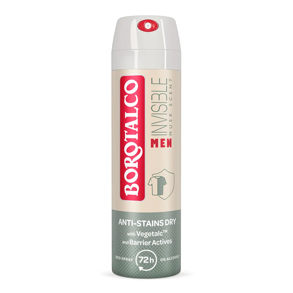 Deodorant Spray Men Musk Scent Invisible, 150ml, Borotalco