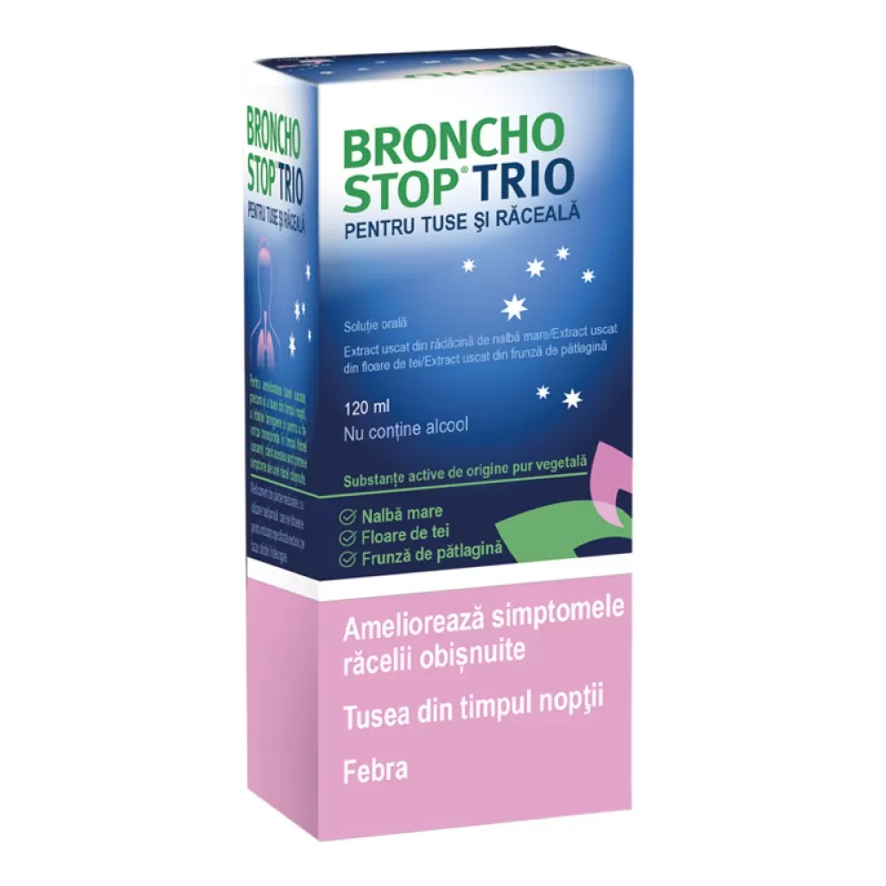 Bronchostop Trio pentru tuse si raceala solutie orala, 120ml, Bronchostop