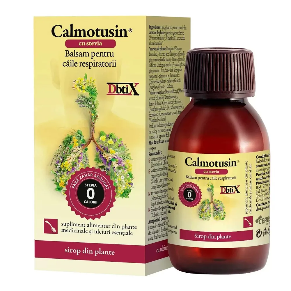 Sirop din extracte de plante si vitamina C Calmotusin Dbtix, 100 ml, Dacia Plant