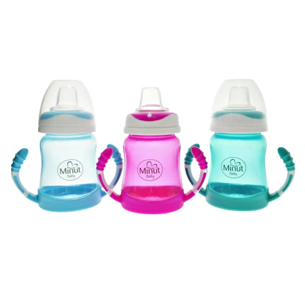 Cana anticurgere cu manere si cioc silicon 6+, 210ml, Minut