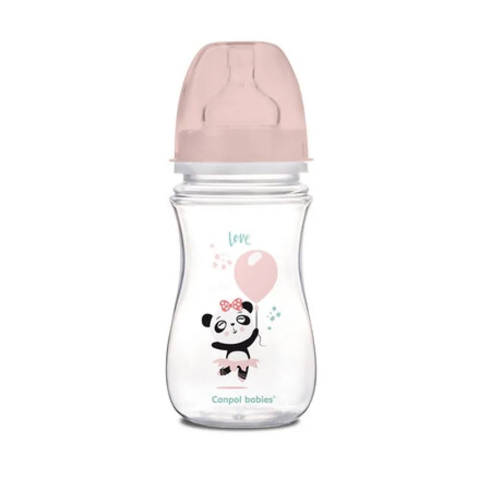 Biberon Anticolici Gat Larg Easy Start Animale Exotice Roz, 35/221, 240ml, Canpol