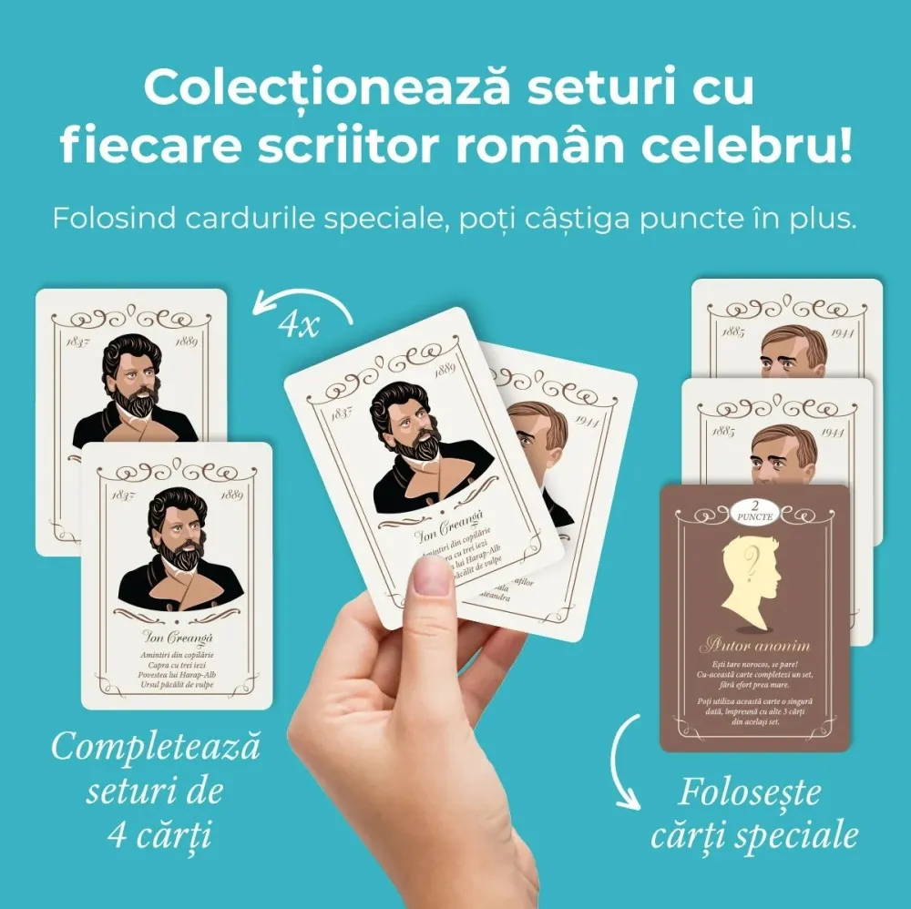 Carti de Joc Scriitori Clasici, 1 pachet x 52 carti -D-Toys