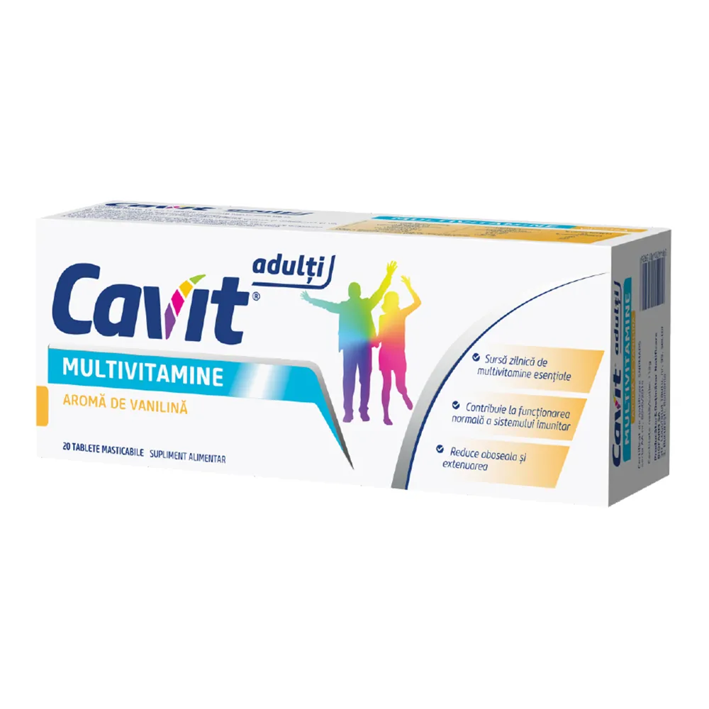 Cavit Adulti Multivitamine aroma de vanilie, 20 comprimate masticabile, Biofarm