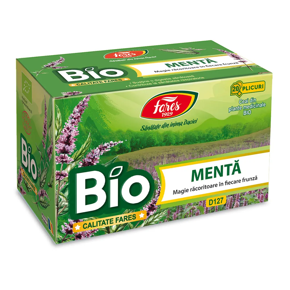 Ceai de menta Bio D127, 20 plicuri, Fares