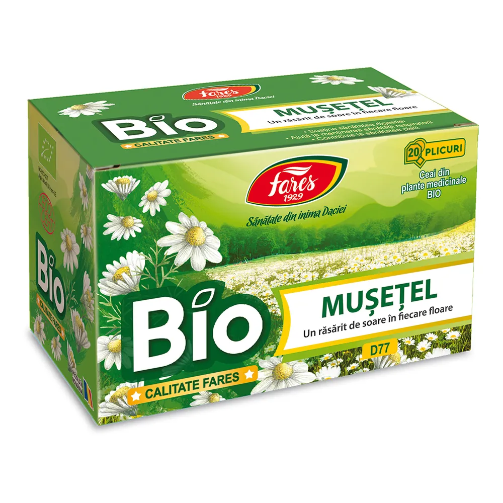 Ceai de musetel Bio D77, 20 plicuri, Fares