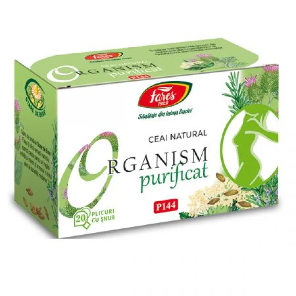 Ceai detoxifiant Organism Purificat , P144, 20 plicuri, Fares
