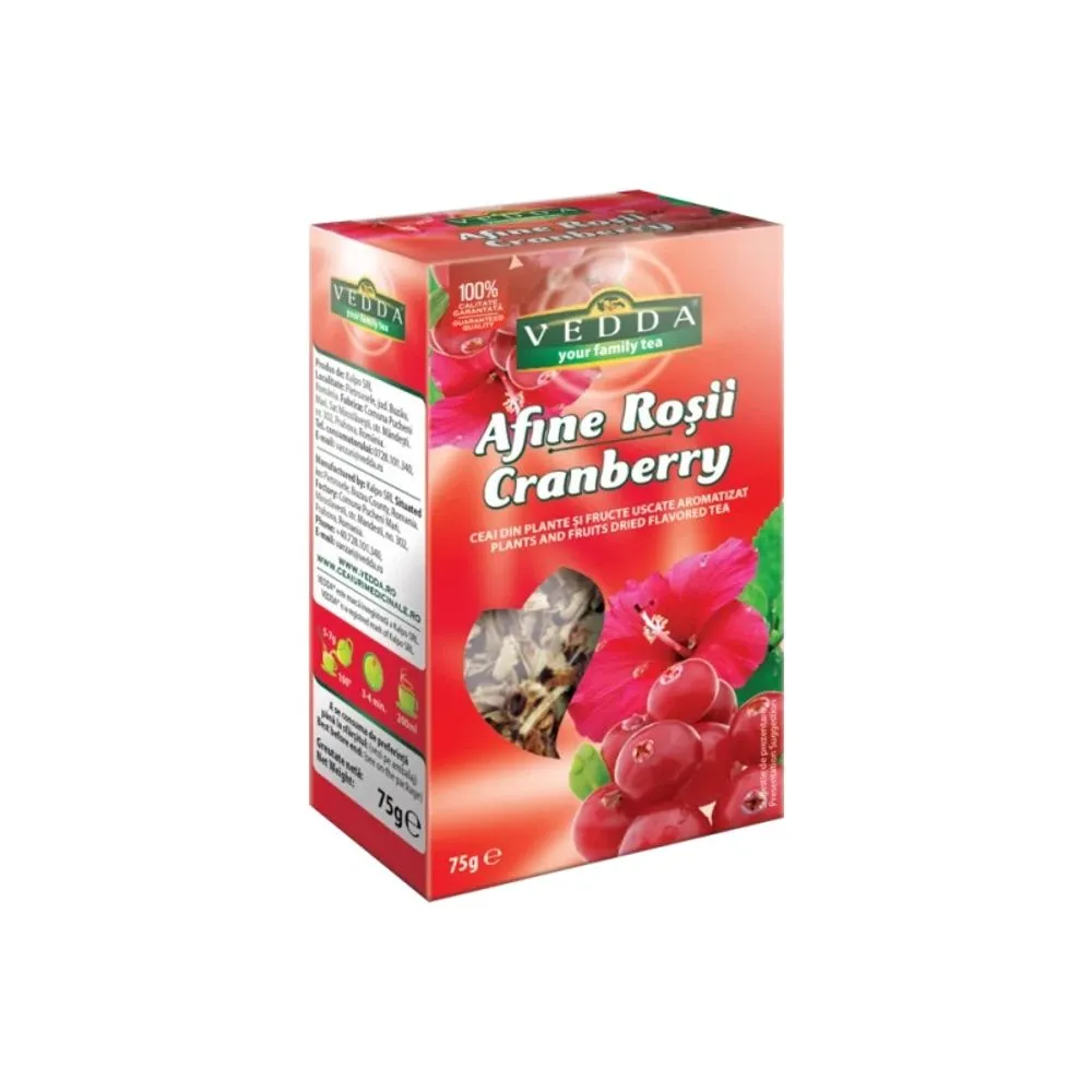 Ceai din fructe intregi cu afine rosii, 75 g, Vedda