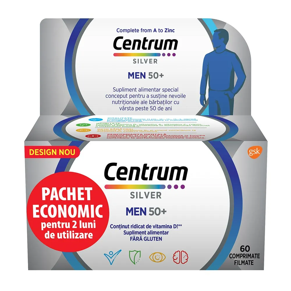 Centrum Silver 50+ Barbati, 60 comprimate, Gsk