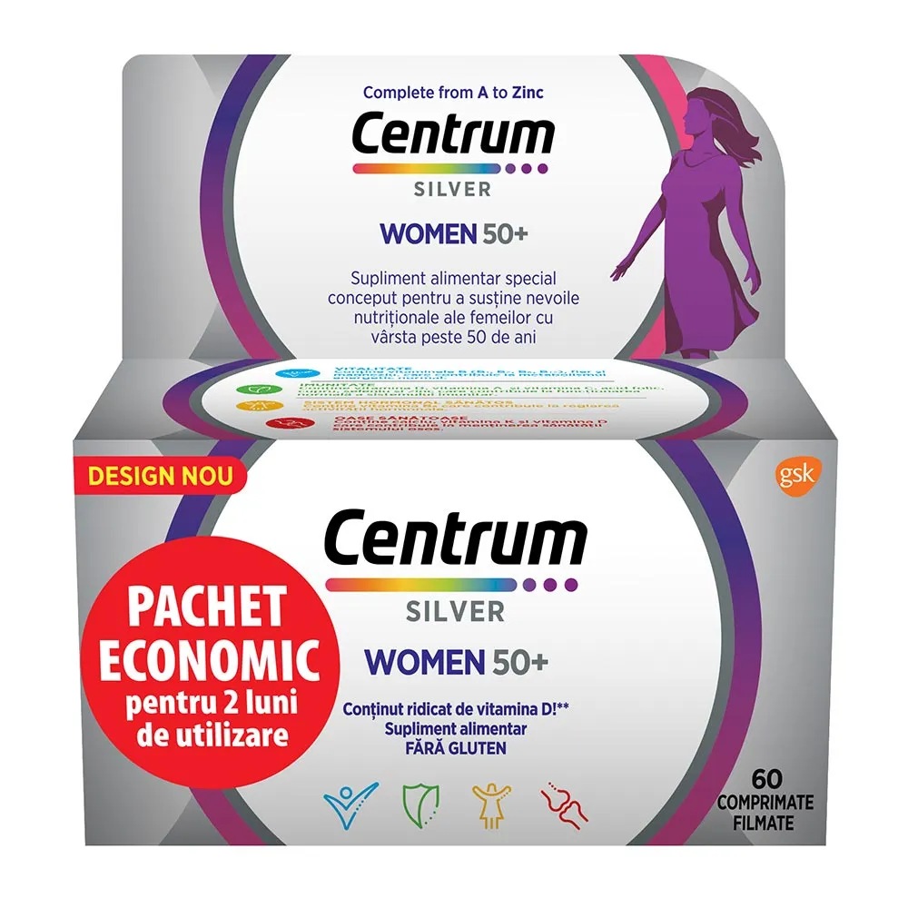 Centrum Silver 50+ Femei, 60 capsule, Gsk