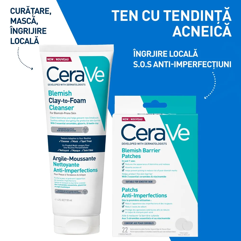 Gel de curatare cu argila anti-imperfectiuni Clay-to-Foam, 118 ml, CeraVe