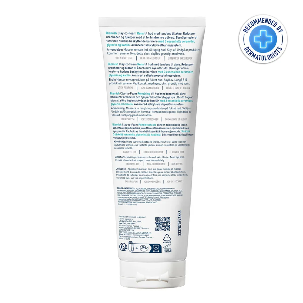 Gel de curatare cu argila anti-imperfectiuni Clay-to-Foam, 118 ml, CeraVe