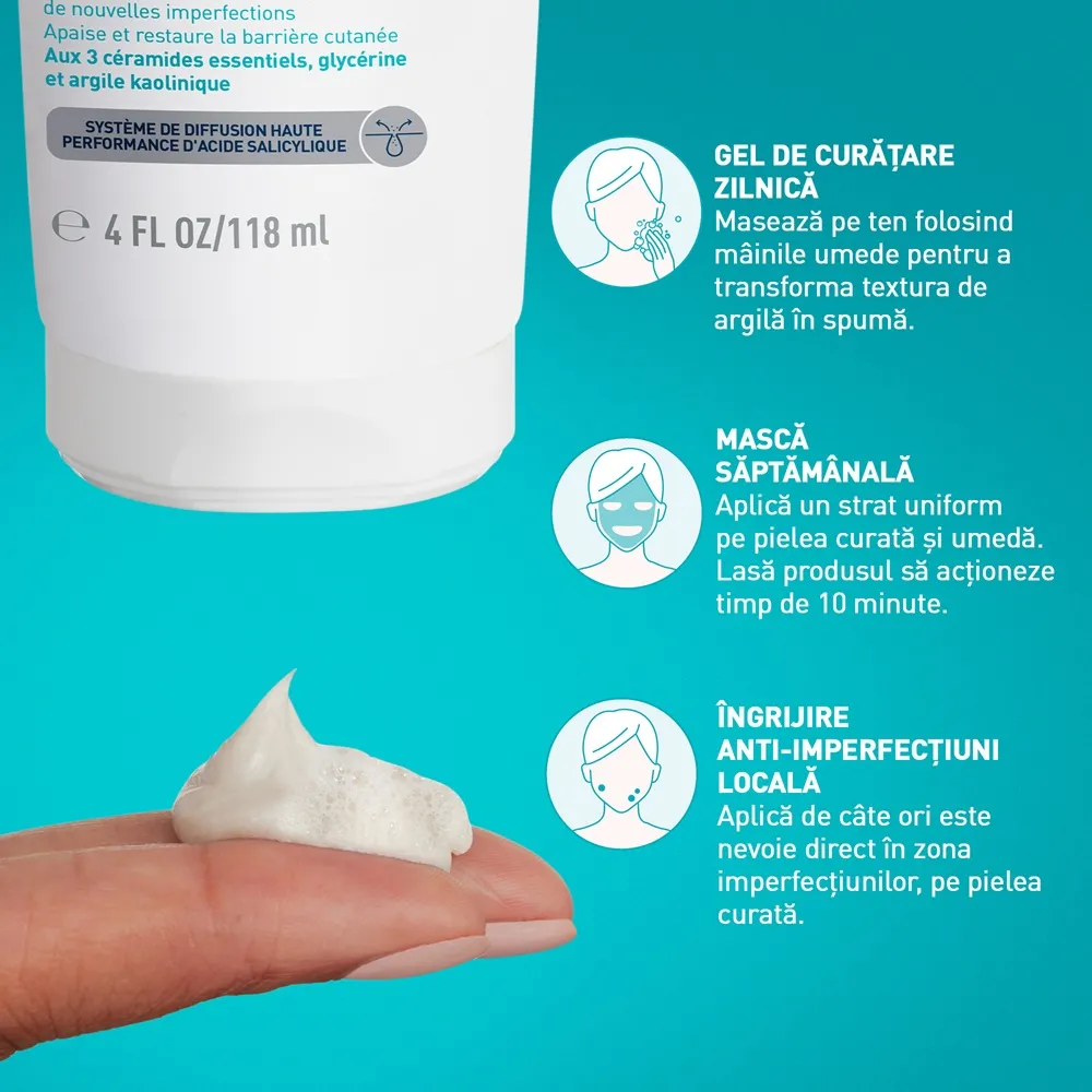 Gel de curatare cu argila anti-imperfectiuni Clay-to-Foam, 118 ml, CeraVe