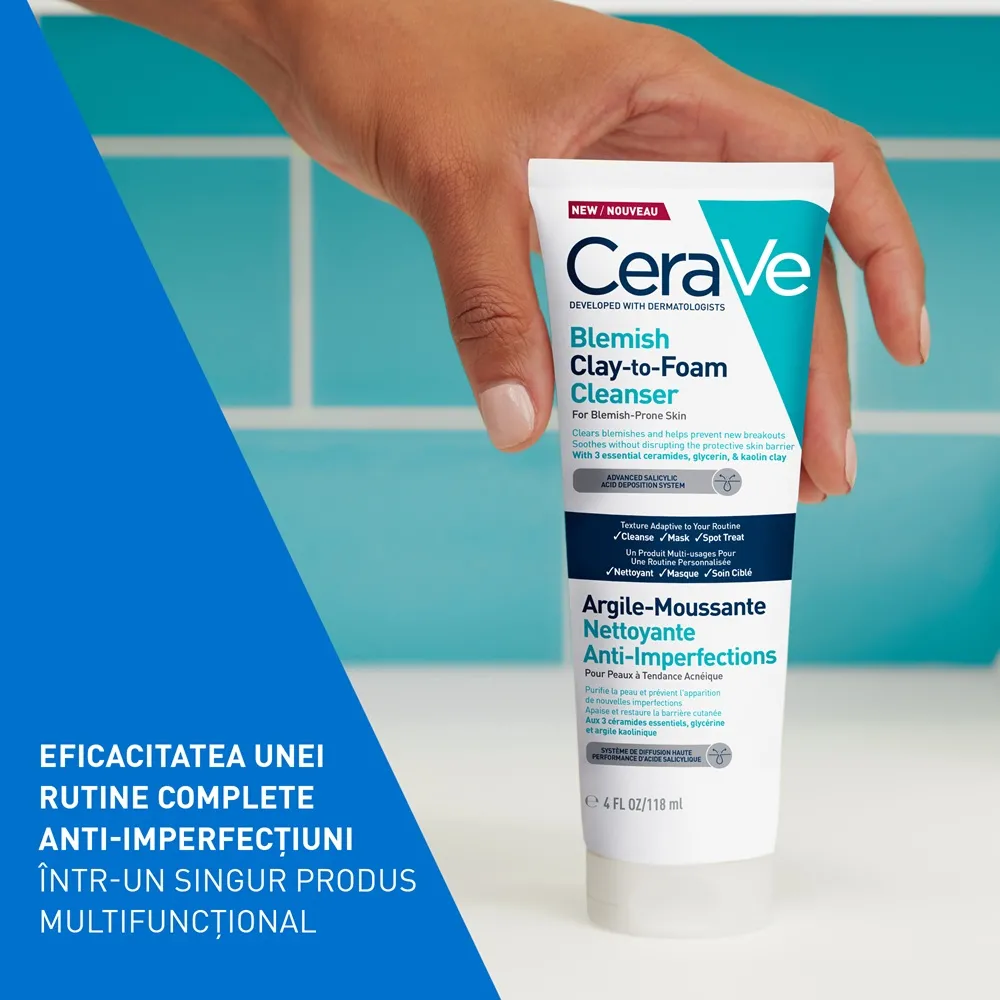 Gel de curatare cu argila anti-imperfectiuni Clay-to-Foam, 118 ml, CeraVe