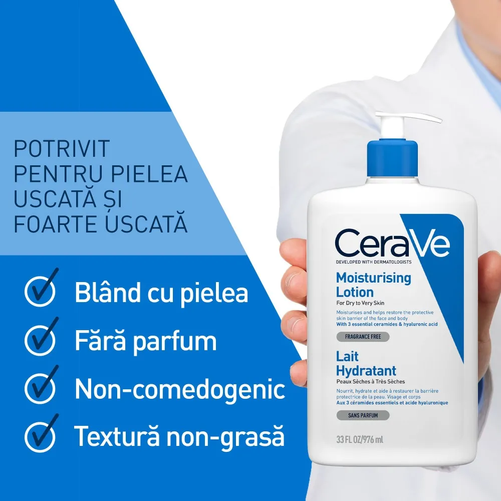 Lotiune Hidratanta Fata si Corp Piele Uscata si Foarte Uscata, 976ml, Cerave