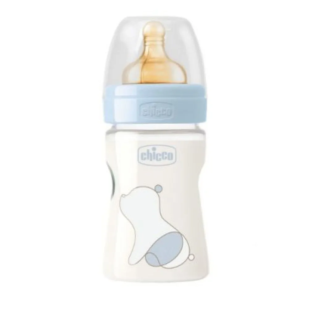 Chicco 2761020-7 Biberon Original Touch PP Tetina Cauciuc Flux Lent +0luni Blue x 150ml