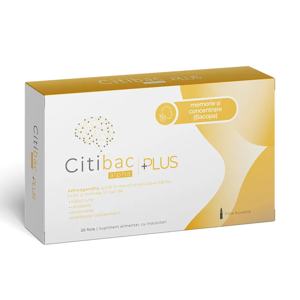 Citibac Alpha Plus pentru memorie si concentrare, 20 fiole, Alpha