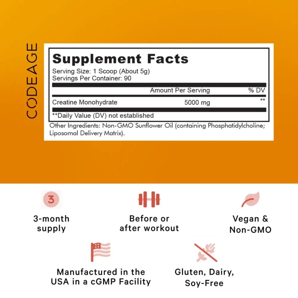 CodeAge Liposomal Creatine Monohydrate, pulbere, 455g, GNC