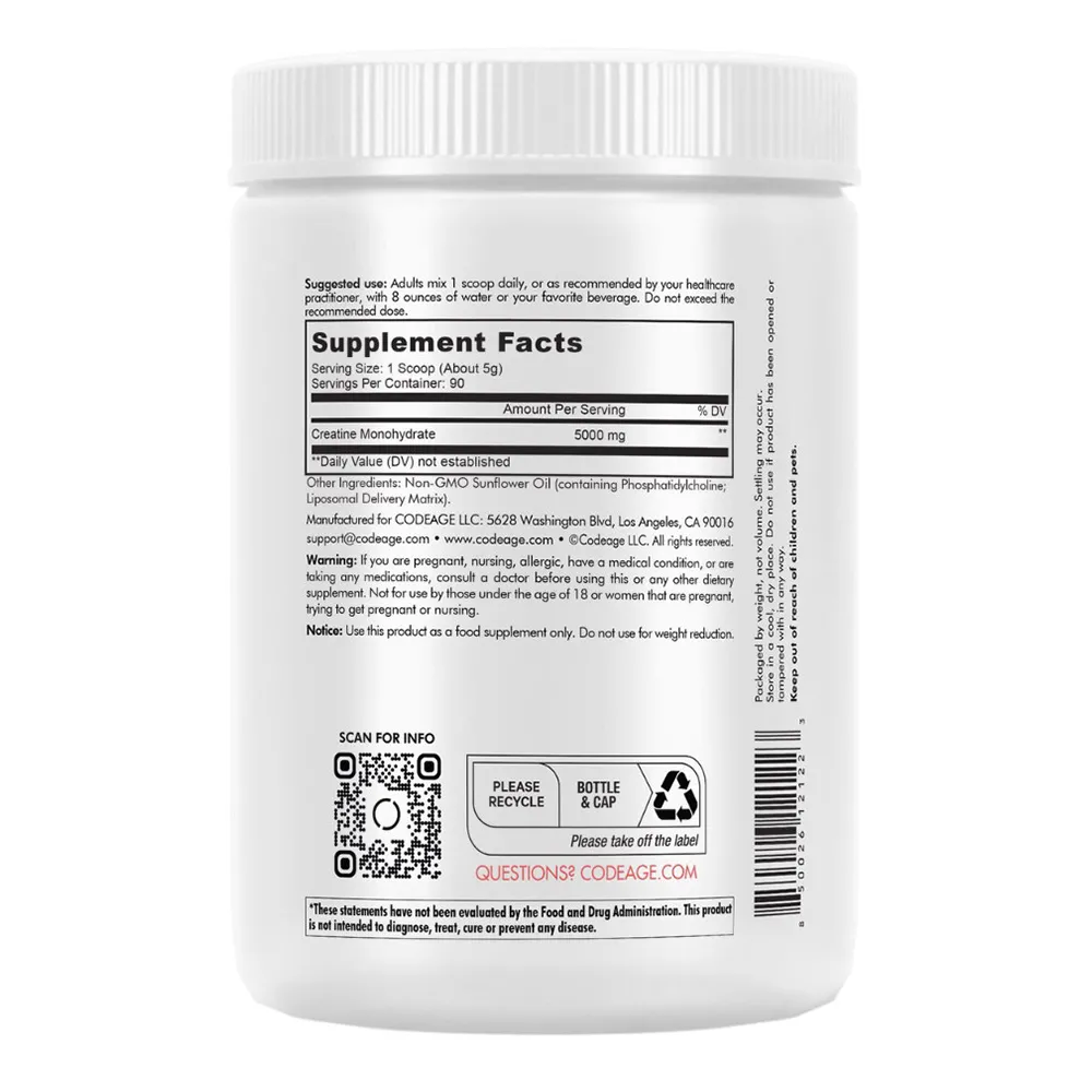 CodeAge Liposomal Creatine Monohydrate, pulbere, 455g, GNC