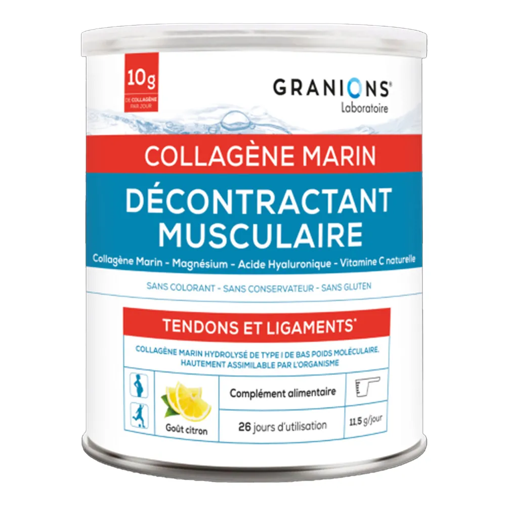 Pudra cu colagen marin Decontractant muscular, aroma lamaie, 300 g, Granions