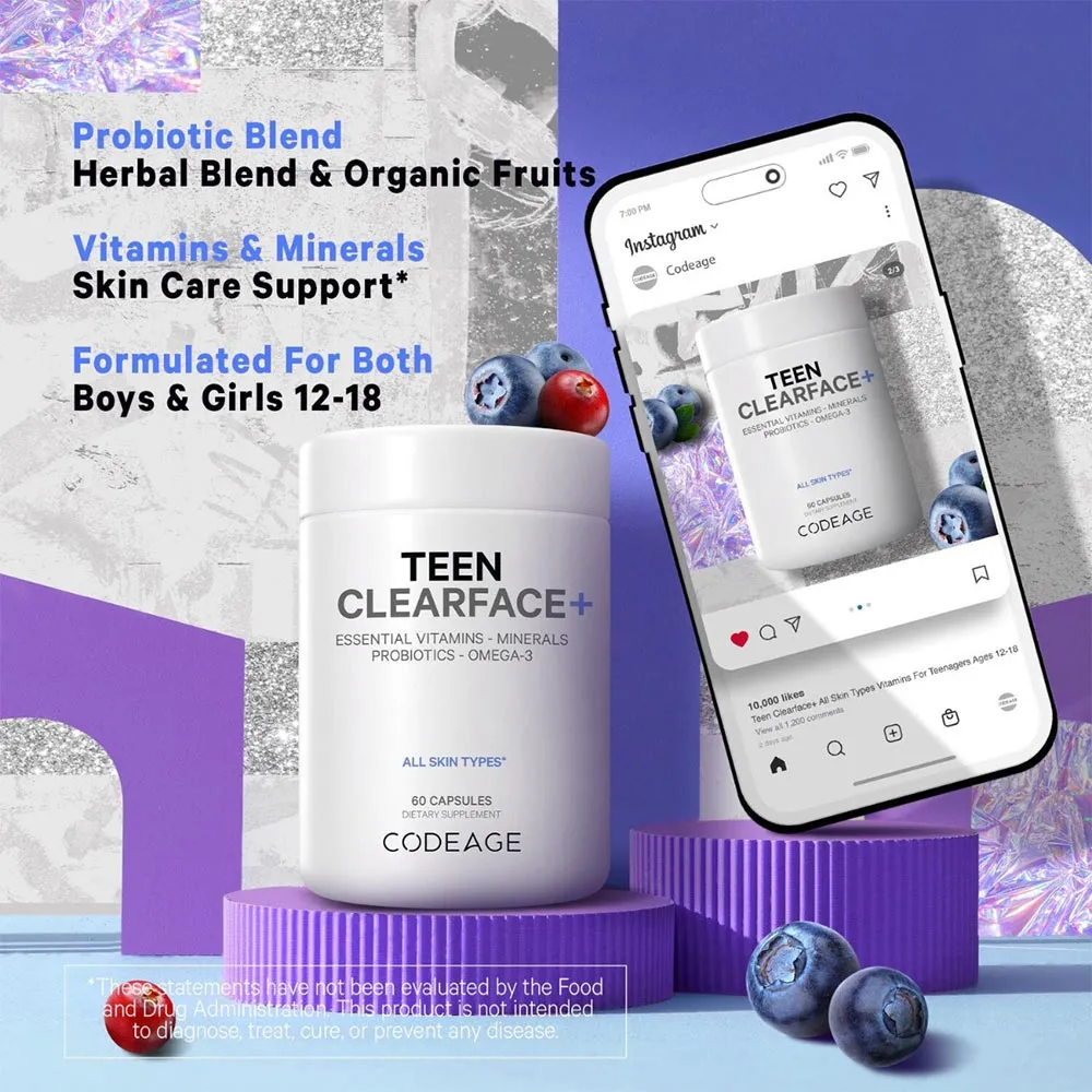 Complex de Multivitamine pentru Adolescenti pentru Ten Sanatos, 60 capsule, GNC