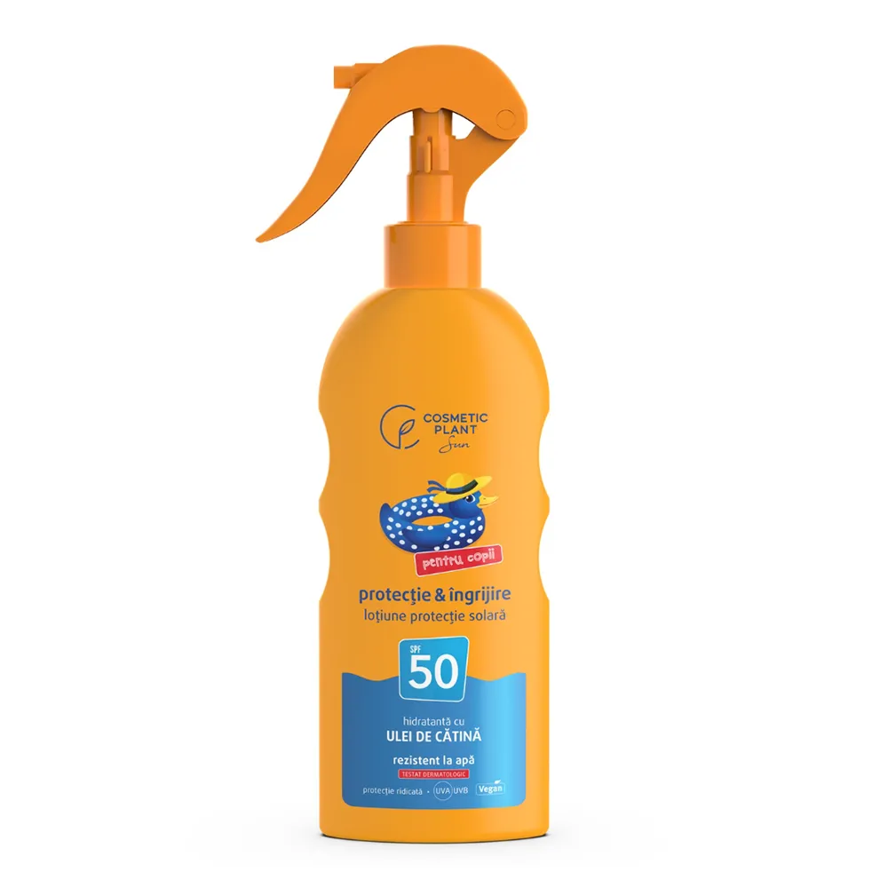 Emulsie plaja rezistenta la apa pentru copii cu ulei de catina SPF 30, 200 ml, Cosmetic Plant