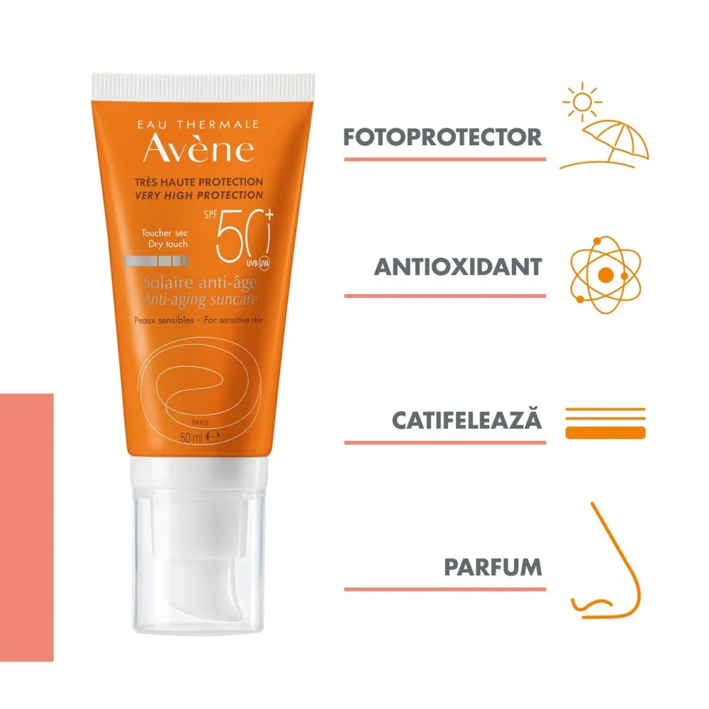 Crema anti-imbatranire pentru protectie solara cu SPF50+, 50 ml, Avene