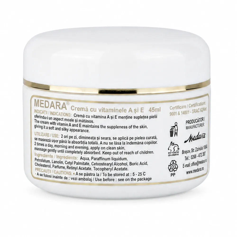 Crema hidratanta cu Vitaminele A si E Medara, 40 g, Mebra