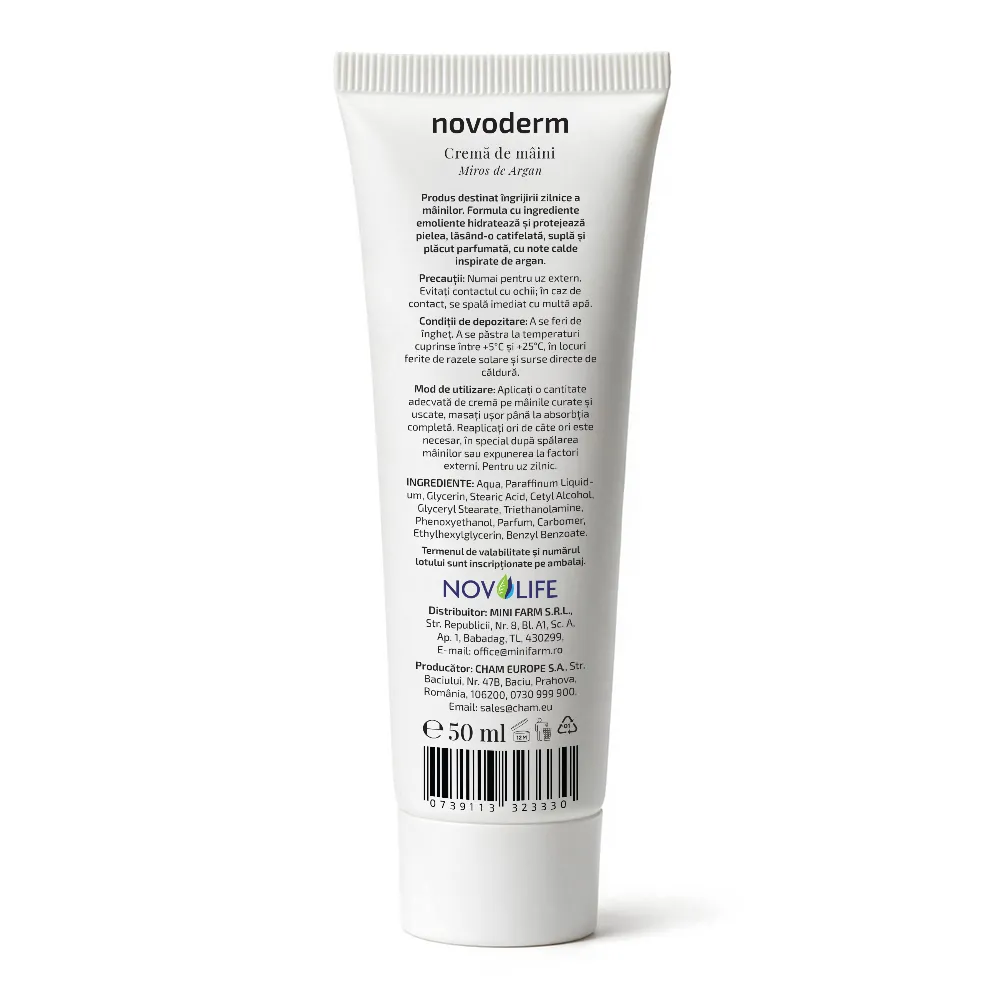 Crema hidratanta de maini cu miros de Argan, 50ml, Novoderm