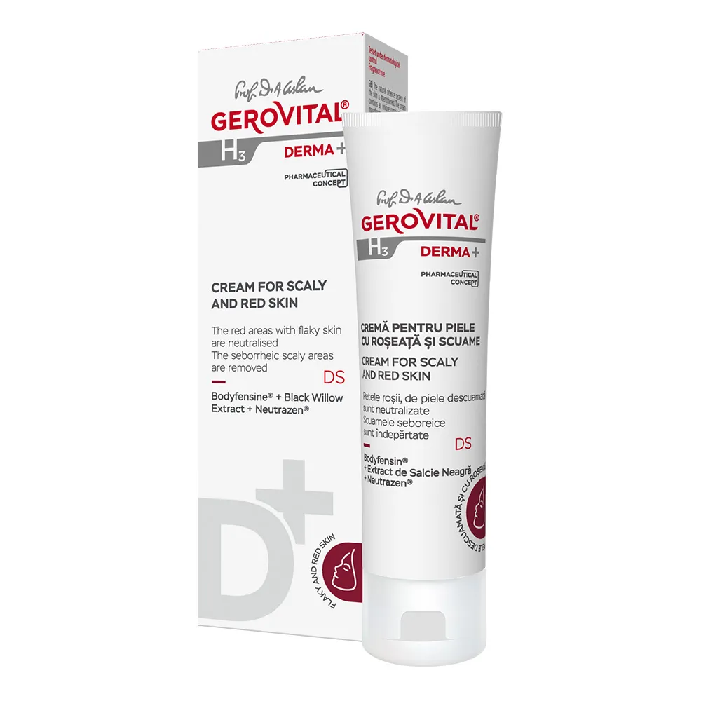 Crema pentru piele cu roseata si scuame H3 Derma+, 50 ml, Gerovital