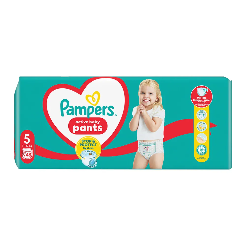 Scutece-chilotel Pampers Pants Marimea 5, 12 kg-17 kg, 48 bucati