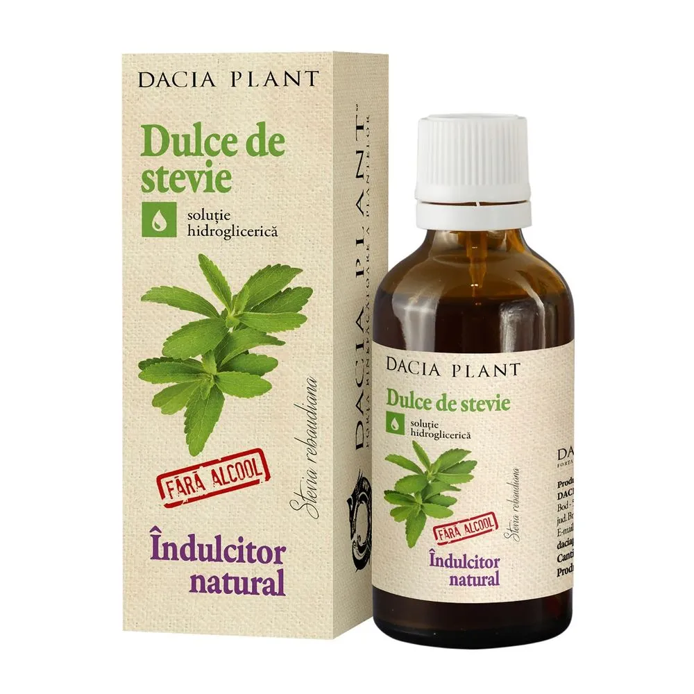 Tinctura fara alcool Dulce de Stevie, 50 ml, Dacia Plant