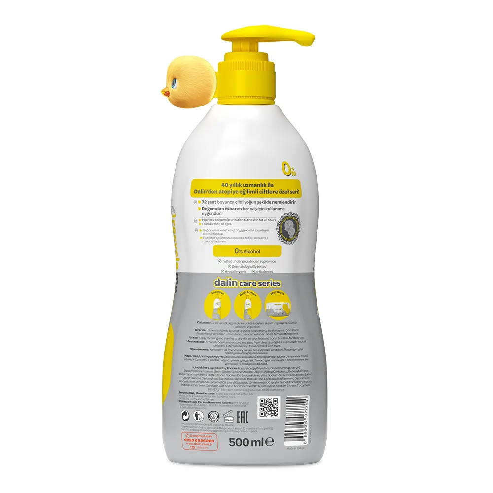 Loțiune de corp pentru pielea sensibilă, foarte uscată și predispusă la atopie, 500 ml, Dalin