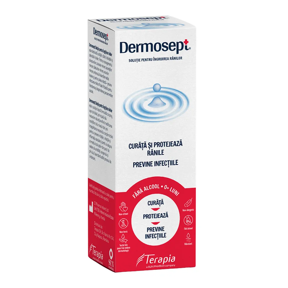 Dermosept solutie pentru ingrijirea ranilor, 250 ml, Terapia
