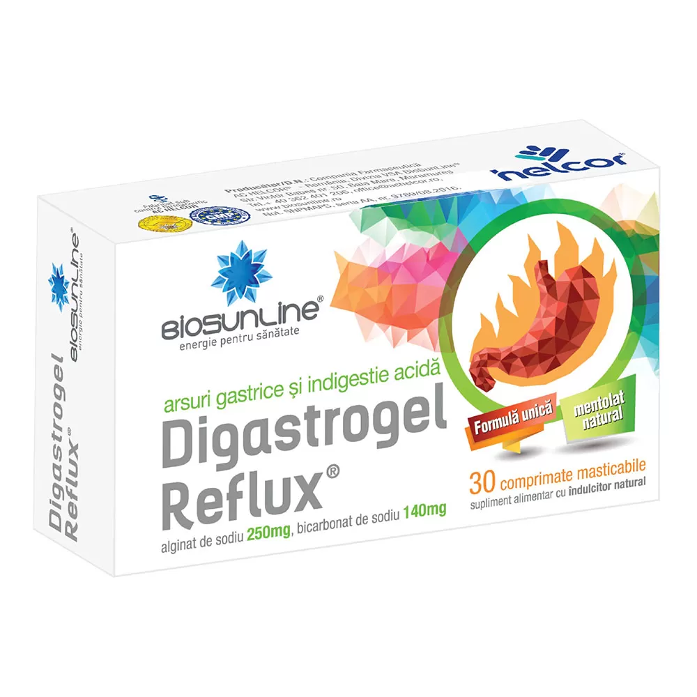 Digastrogel Reflux, 30 comprimate, Helcor