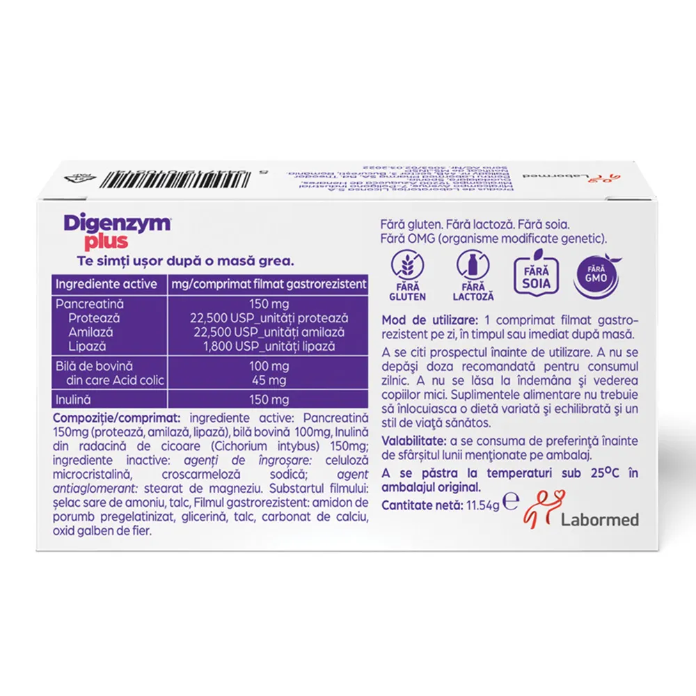 Digenzym Plus, 20 comprimate filmate, Labormed