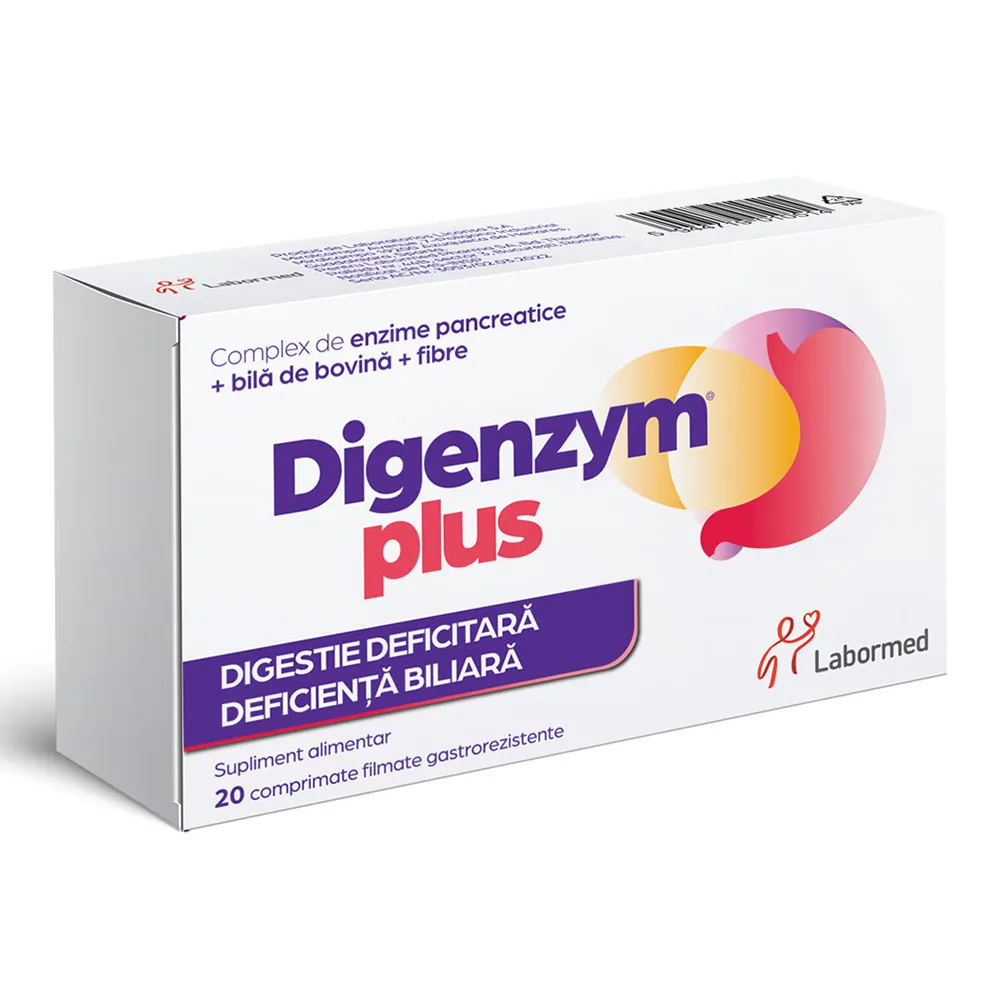 Digenzym Plus, 20 comprimate filmate, Labormed