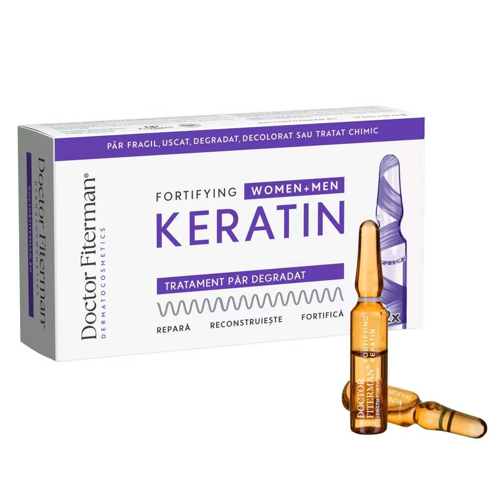 Tratament pentru par fragil Fortifying Keratin, 12 fiole x 10 ml, Fiterman