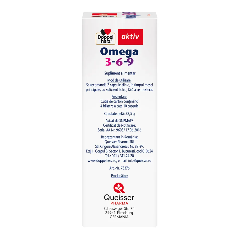 Omega 3-6-9, 30 + 10 capsule (Pachet Promo), Doppel Herz Aktiv