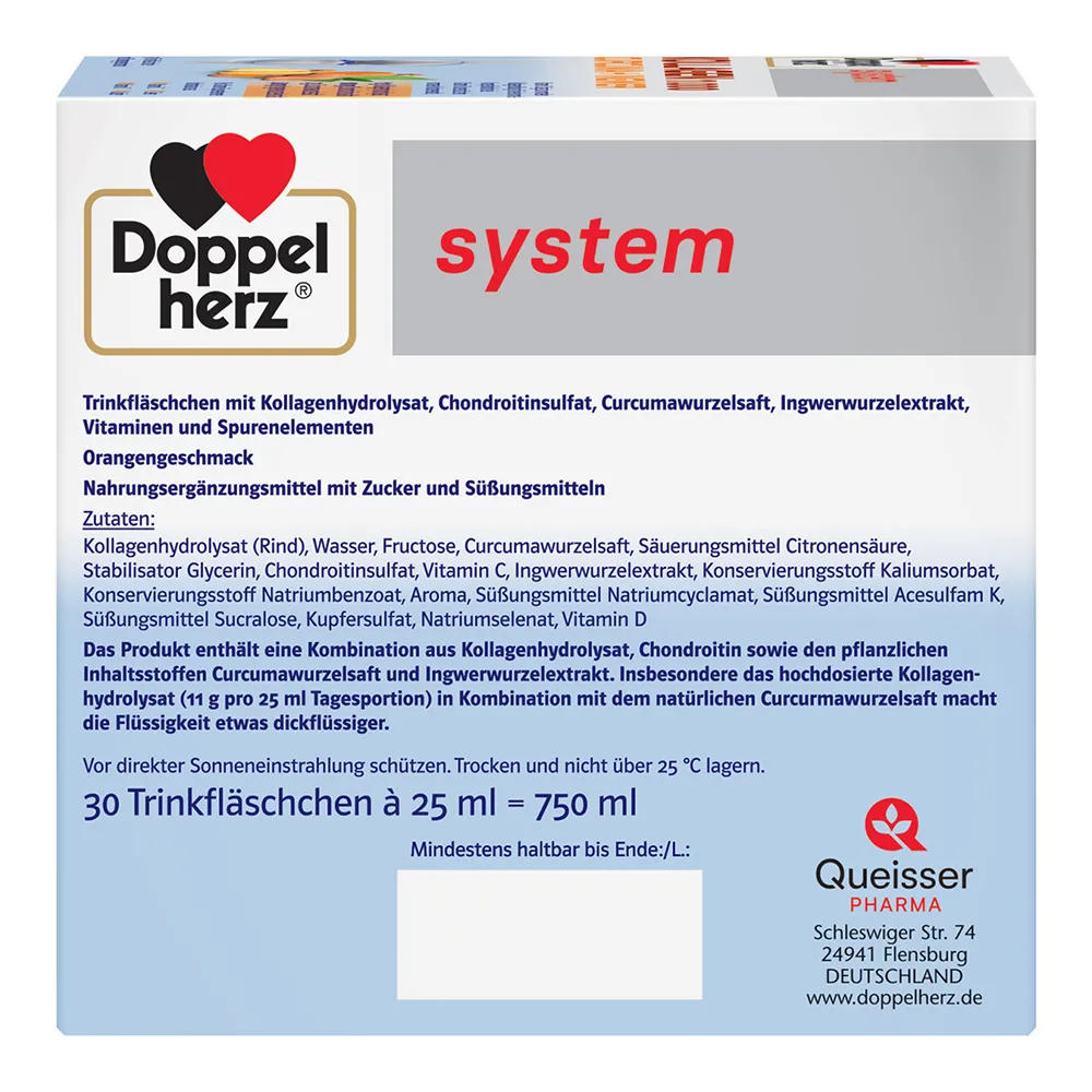 System Kollagen 11.000 Curcuma si Ghimbir, 30 flacoane, Doppel Herz Aktiv