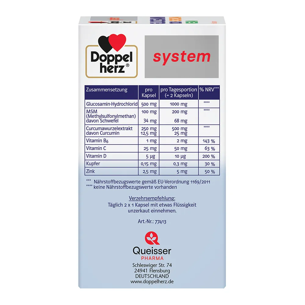 System Glucosamin 1000 + Curcuma Vegan, 60 capsule, Doppel Herz