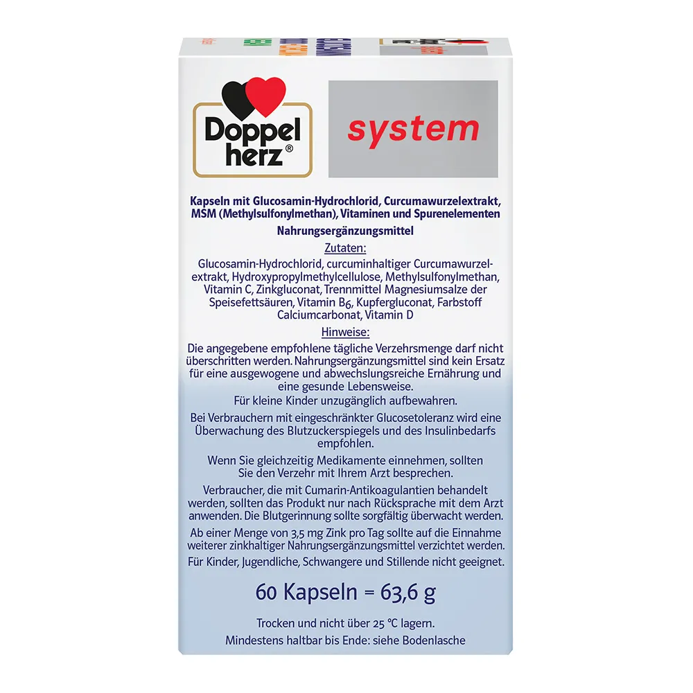 System Glucosamin 1000 + Curcuma Vegan, 60 capsule, Doppel Herz