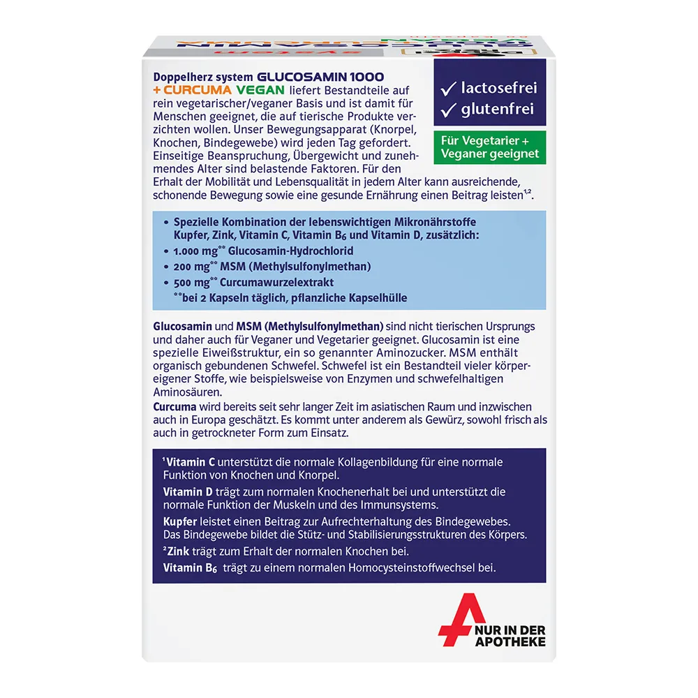 System Glucosamin 1000 + Curcuma Vegan, 60 capsule, Doppel Herz
